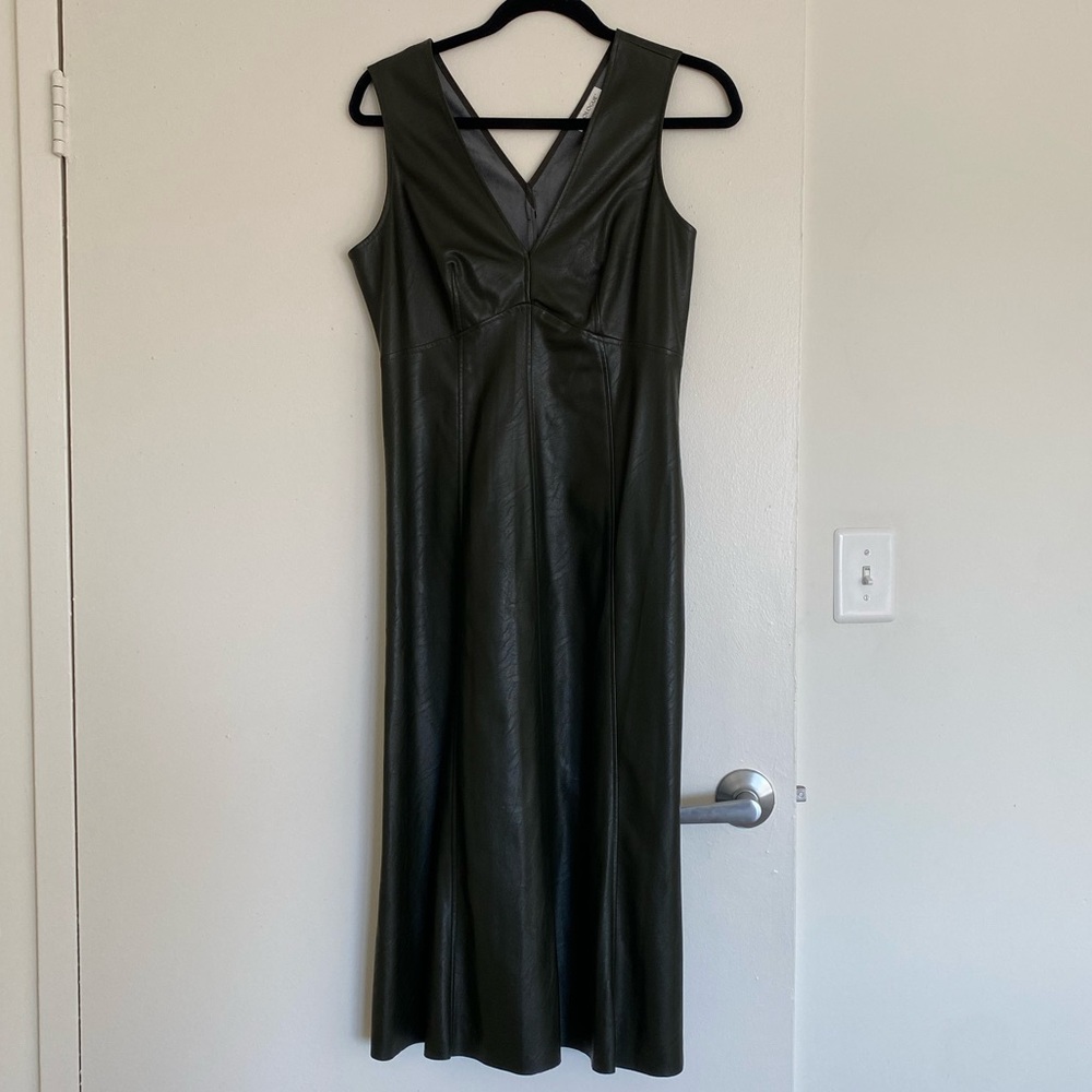 Prologue Faux Leather Dress Olive Green Size 8